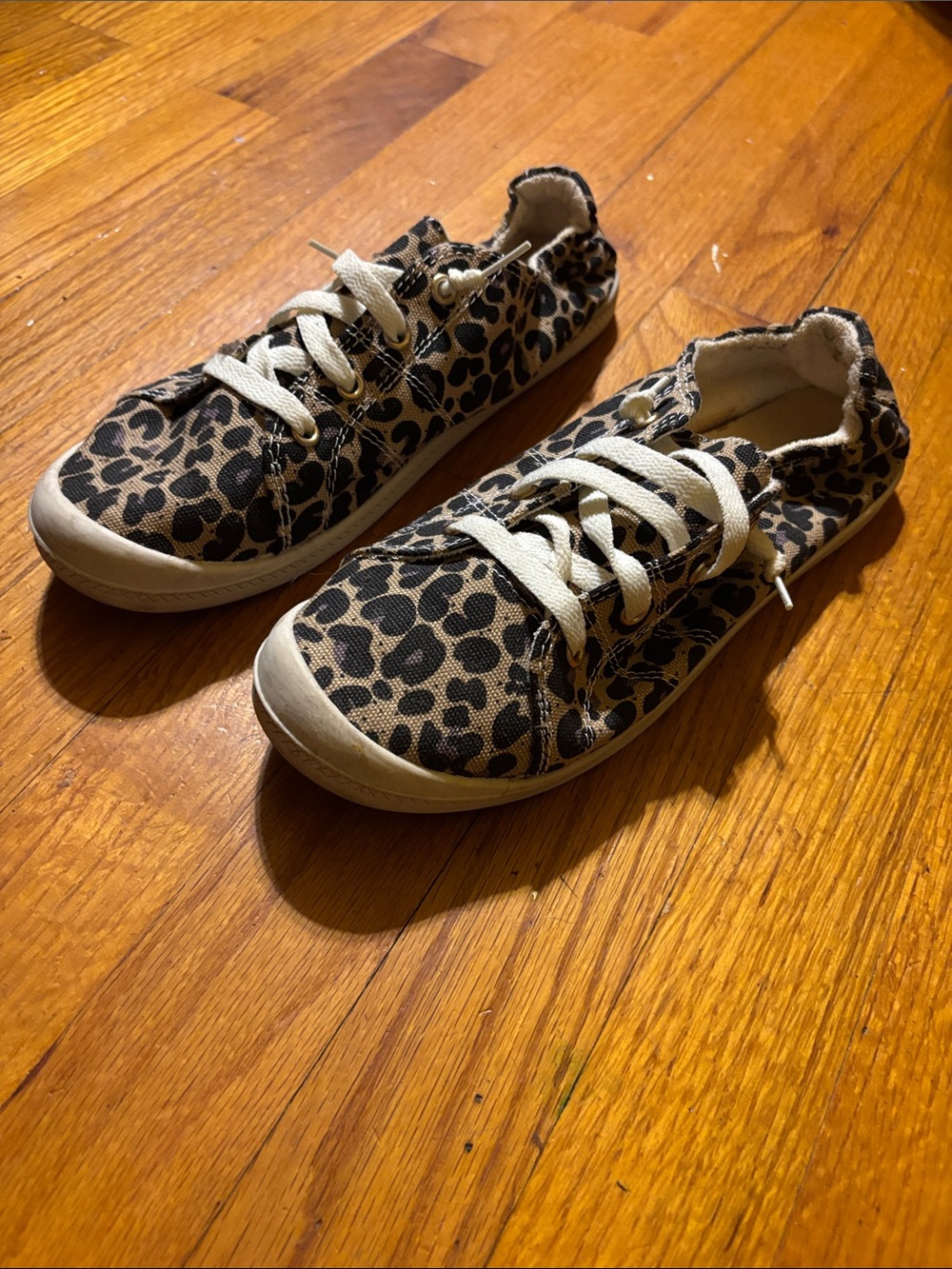 Kids Leopard Print Canvas Sneakers - Brown